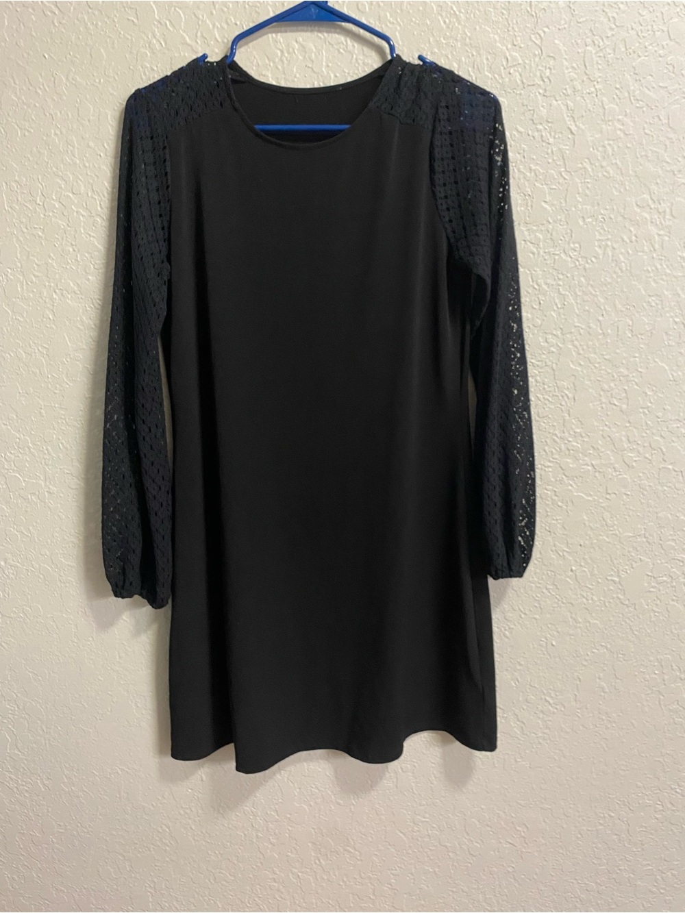 Michael Kors Black Mini Dress with Lace-Detail Sleeves, missing inside label - Picture 7 of 7